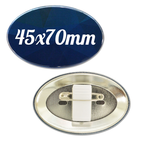 サンプル 45x70mm楕円形 クリップ付きピンパーツセット