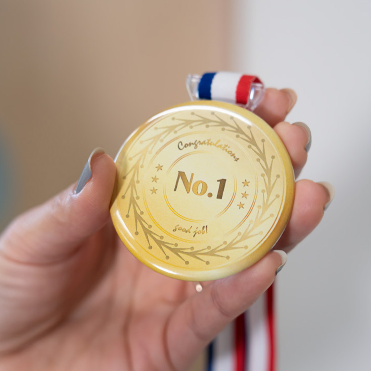 57mm メダル パーツセット [ストライプ:ダークブルー&ワインレッド&マスタード] 50個